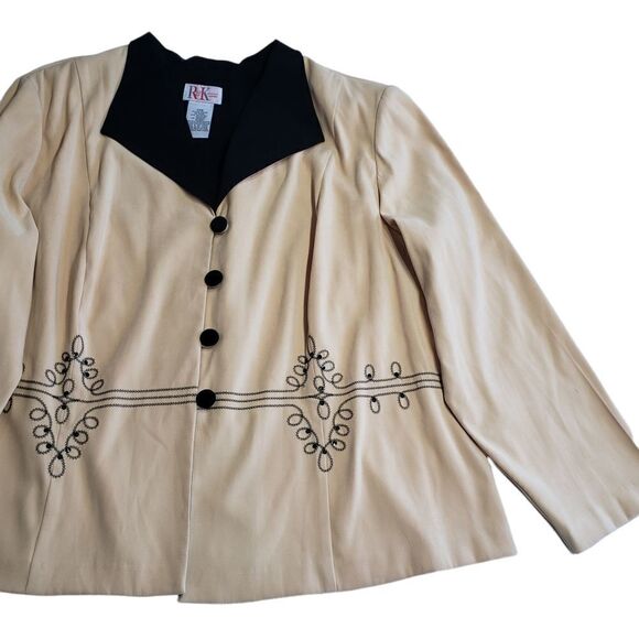 R&K Yellow & Black with Embroidery Blazer Size 26W - Picture 8 of 11